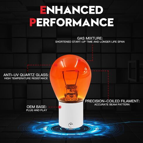 vehicode 7506 p21w لمبة العنبر الأصفر بدوره إشارة ضوء الفرامل 12 فولت 1156 1156a 1156na الهالوجين المتوهجة ba15s استبدال قاعدة لمصباح الوامض الأمامي الخلفي للسيارة والدراجة النارية (20 حزمة) in Kuwait