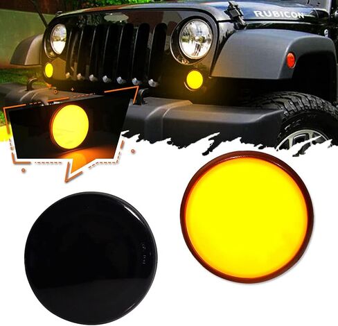 ل 2007-2017 جيب رانجلر JK المتعرج اللون الأصفر بدوره مصباح إشارة DRL مصابيح (لا شعار) in Saudi Arabia