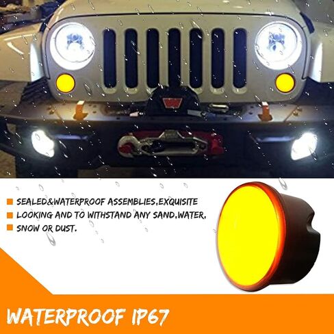 ل 2007-2017 جيب رانجلر JK المتعرج اللون الأصفر بدوره مصباح إشارة DRL مصابيح (لا شعار) in Saudi Arabia
