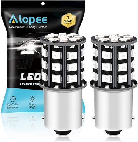 Alopee 1156 LED لمبة حمراء، ساطعة للغاية 1156 LED لمبة ضوء الفرامل لـ 1156 1141 1003 BA15S أضواء المصباح التقليدية، أضواء الفرامل 33SMD 2835 رقائق، DC/AC 12-24V، حزمة من 2 in Kuwait