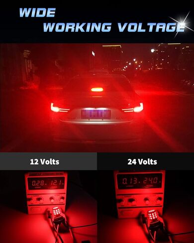 Alopee 1156 LED لمبة حمراء، ساطعة للغاية 1156 LED لمبة ضوء الفرامل لـ 1156 1141 1003 BA15S أضواء المصباح التقليدية، أضواء الفرامل 33SMD 2835 رقائق، DC/AC 12-24V، حزمة من 2 in Kuwait