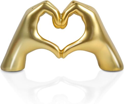 Gold Heart Hands Sculpture,Love Finger Aesthetic Boho Decor Wedding Accents Decorations, Knick Knacks Home Decor for Shelves Decor Thanksgiving Valentine's Day Gifts (Love Heart Gold) in Saudi Arabia
