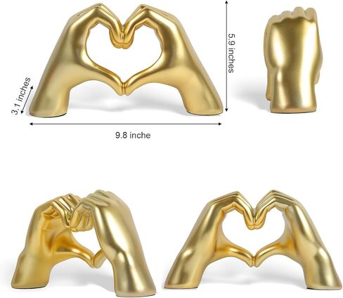 Gold Heart Hands Sculpture,Love Finger Aesthetic Boho Decor Wedding Accents Decorations, Knick Knacks Home Decor for Shelves Decor Thanksgiving Valentine's Day Gifts (Love Heart Gold) in Saudi Arabia