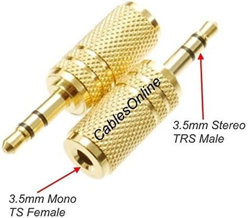 CablesOnline 3.5mm Stereo TRS Male Plug to 3.5mm Mono TS Female Jack Audio Adapter, AV-A37G in Saudi Arabia