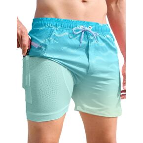 APTRO 2 in 1 Men's Swim Trunks 5" Quick Dry Swim Shorts Bathing Suit Board Shorts with Zipper Pockets