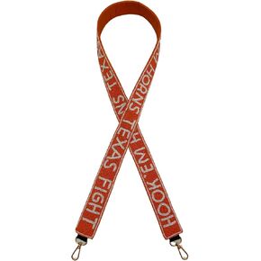 Lashicorn Texas Beaded Purse Strap Burnt Orange and White College Game Day Clear Handbag Replacement Strap Stadium Football University 49" Gold Hardware Clips for Sports Fans Merch