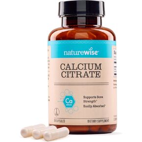 NatureWise Calcium Citrate 500mg Capsules - Supplement for Bone Health - Easy to Digest & Absorb - Vegan, Non-GMO, Gluten-Free - 90 Count[30-Day Supply]