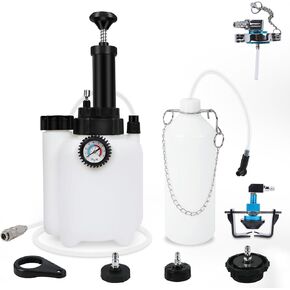 PLAYOCCAR Brake Fluid Vacuum Pump Kit,3L Brake Fluid Bleeder Kit with 1L Bleeder Bottle & 5 Master Cylinder Adapters,One-Person Vacuum Pump for All Nearly Car Models (Toyota, Lexus, Jeep, etc.)