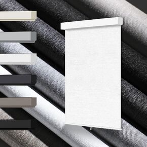 Blackout Roller Shades, Cordless Roller Blinds for Windows, Thermal Insulated Fabric Window Shades UV Protection for Home, Office, Bedroom, Door, White, 34" W x 72" H