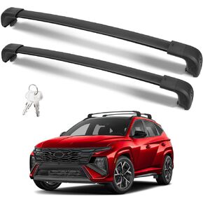 قضبان رف سقف القفل متوافقة مع Hyundai Tucson Se Sel N Line Limited NX4 Hybrid 2022-2025 ، تصميم مضاد للسرقة ، أقارب القضبان السقف البارد لأمتعة محتجزة بشكل آمن