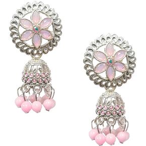 تصميم زفاف جميل كوندان jhumka حرك ، متوسطة ، وردي