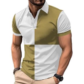 DEEX Men's Polo Shirts Short Sleeve 2025 Casual Polo T Shirt Color Block Slim Fit Summer Collared Golf Shirts