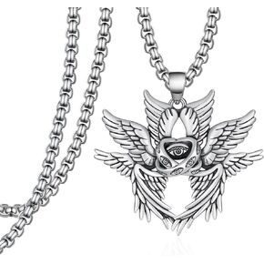 Biblically Accurate Angel Necklace 925 Sterling Silver/Black Angel Wings Necklace Seraphim Jewelry Gifts for Women Men