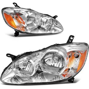 AUTOSAVER88 Headlight Assembly Compatible with 03-08 2003 2004 2005 2006 2007 2008 Corolla Headlamp Replacement Black Housing Clear Reflector Clear Lens Driver and Passenger Side