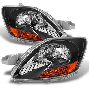 AKKON - For 2007-12 Toyota Yaris Sedan 4 Door Sedan Black Headlights Driver Left + Passenger Right Side Replacement Pair