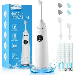 Nasal Irrigation System, Electric Sinus Cleaner Machine with 6 Tips,4 Modes for Sinus Rinse, Nasal Irrigator with 40 Nasal Saline Packets (1 Pack)