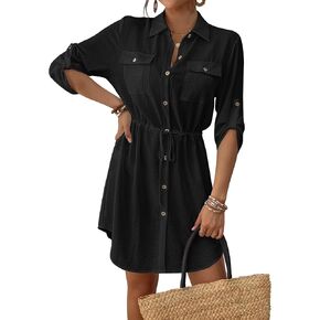 Bsubseach Swimsuit Coverup Shirt Dress Beach Vacation Clothes for Women Button Down Cover Ups Resort Wear