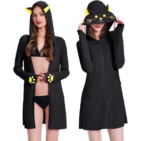 Olaola Women's UPF 50+ Swim Cover Up Sun Hoodie Jacket Long Swimsuit Coverup Lightweight Beach Cove