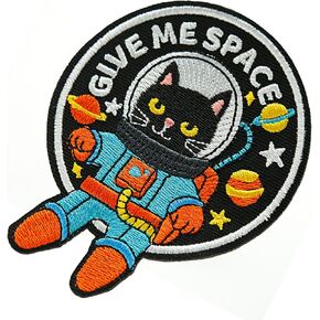 Funny Cartoon Cat Iron on Patches, Cute Cat Embroidered Morale Patch, DIY Appliques for Backpacks, Trucker Hats, Lunch Bags, Vests, Jackets, Pet Lovers