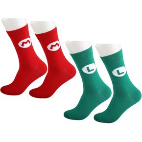 2 Pairs M L Brother Movie Video Game Inspired Gift Video Gamer Socks Funny Gaming Gift for Game Lover (M L)