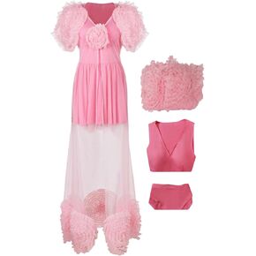 Glinda Costume Dress Good Witch Cosplay Glinda Pink Pajamas Bubble Dress Halloween Costume Adult Women