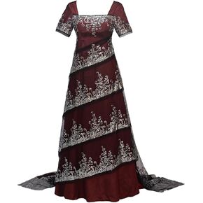 Willyacos Titanic Rose Cosplay Costume - Red Dewitt Bukater Dress ، ملابس عشاء للنساء