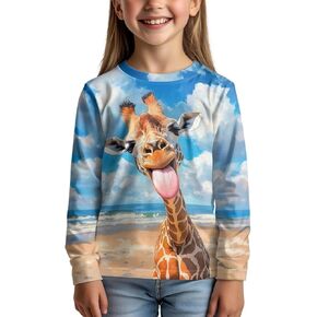 قميص Wellflyhom Long Sleeve للأولاد الفتيات من 3 إلى 16 عامًا قمم Tee Tops Crewneck Pullover Stirts