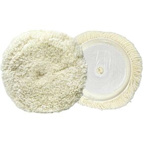 2PCS Wool Buffing Pad Kit, 7 Inch Soft Sheepskin Buffing Pads with Hook & Loop Back, Automotive Lambswool Polishing Pad for Compound Cutting Detaling, Car Accessories