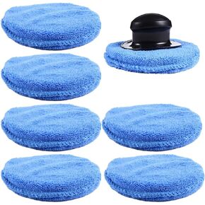 Garneck 8pcs Car Wax Applicator Pads Kit Microfiber Soft Foam Waxing Pad with Grip Handle for Car Furniture Glass Boat Polishing Sanding Cleaning Blue