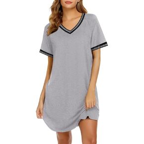 Ekouaer Womens Lightgown Sleeve Sleeve sleepsh v neck sleepdress nightshirt sleepwear loungewear s-xxxl in Kuwait