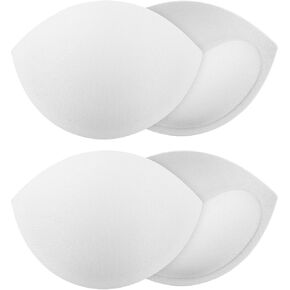 2 Pairs Women's Push Up Bra Pads Inserts Breast Enhancers, Bra Cups Insert or Sew In, Large Cup Bust Lifter, Breast Enhancer Cups, Replacement Bras Pad Inserts, Add 1-2 Cup Size Fits A B, White