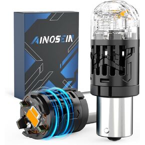 3157 AMBER LED LED LED LID Signal Pack 2-30W طاقة عالية السطوع المزدوج ، فلاش مضاد للمقاوم المدمج ، تبريد 12000 دورة في الدقيقة ، 7535/1860 رقائق (3156 3057 4057 متوافق)