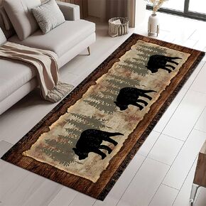 Black White Snake Runner Rug Savage Wild Animal Serpent Moon Phase and Geometric Print Decor Carpets Black Non-Slip Large Area Long Rugs for Living Room Bedroom Hallway Office, 2x6ft