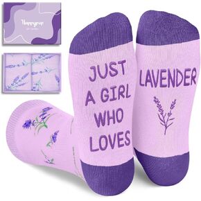 HAPPYPOP Purple Gifts for Women Girls - Unique Lavender Gifts, Funny Plant Socks for Mom, Wife, Girlfriend, Sister, Lavender Socks for Birthday, Valentine's Day, Mother's Day, Christmas