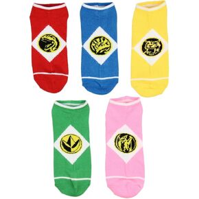 Bioworld Power Rangers Socks Adult Character Costume Design 5 Pack Mix Match No Show Ankle Socks