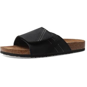 Comfort Slides Sandals, Cork Footbed, Adjustable Velcro Strap, Brown