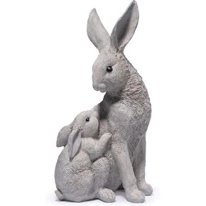 Hodao Spring Easter Bunny Garden Patio تمثال تمثال - 11 "راتنج طويل القامة في الهواء الطلق والداخلية ، ديكور عيد الفصح الأنيق (رمادي)