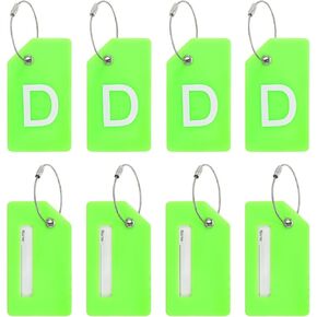 PATIKIL Initial Luggage Tags, 8 Pcs Silicone Suitcase Tag Identifier ID Card Holder Unique Luggage Name Tags with Stainless Steel Loop, Letter I, Green
