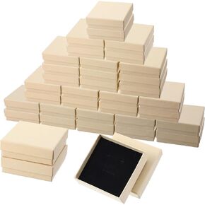 Jewelry Boxes, Cardboard Jewelry Gift Boxes, 36Pack 3.5x3.5x1 Inch, Bulk Cotton Filled Small Jewelry Boxes with Lids for Necklace Ring Bracelet Earring Display Box (yellow)