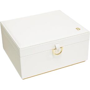 منزل جماعي - صندوق مجوهرات أحادي الفئة مع مرآة ، نقش مخصص للقبول الذهبية ، منظم مجوهرات أنيقة مع صينية قابلة للإزالة ، هدية مثالية لعيد الأم ، صديقة ، عيد ميلاد (ط) in Kuwait