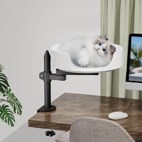 Cat Bed Desk Clamp for Kitty Cat Elevated Pet Beds on Desk Cat Box with Pet Mat Indoor Outdoor Use (Straight Rod)