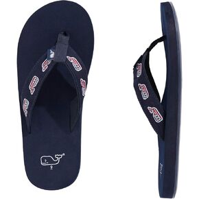 vineyard vines Men's Embroidered Flag Whale Foam Flip Flop