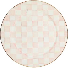 MACKENZIE-CHILDS Enamel Serving Platter, Decorative Serving Platter for Food, 16 Inches, Gray-and-White Sterling Check