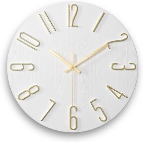 Wall Clock 12 inch Clock, is Battery Powered and Suitable for Home Offices, School Kitchens, and Quartz Stone Wall Clocks (White)