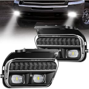 LED Fog Lights with Day Running Light for Chevy Silverado 2003-2006 All Models,Avalanche 2002-2006,White DRL, Amber Turn Signal, Pickup Truck Driving Fog Lamps, Clear Lens