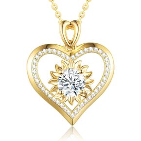 قلادة قلب عباد الشمس مويسانيت للنساء ، هدية عيد ميلاد الذكرى السنوية للزوجة ، S925 Silver Moissanite Gem Jewelry لصديقتها أمي