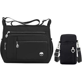 A bundling of cross-body shoulder bags and walking wristlet wallet sport armband purse for ladies(Black-Large)…