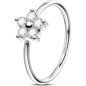 Jewseen 925 Sterling Silver Nose Rings Hoops 20g Nose Piercing Jewelry Flower Helix Rook Daith Tragus Piercing Jewelry Cartilage Hoop Earrings for Women