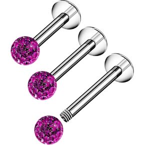 3pcs Surgical Steel Labret 16g 6mm 8mm 10mm 3mm Ferido Ball Monroe Tragus Cartilage Lip أقراط ثقب المجوهرات الحجم