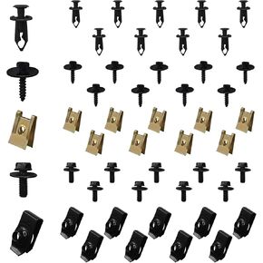 50PCS Car Bolts and Screws, Car Clips, Universal U-Nuts, Plastic Rivet Fasteners, Universal Automotive Push Fasteners, Engine Under Cover Splash Shield Guard Body Bolts